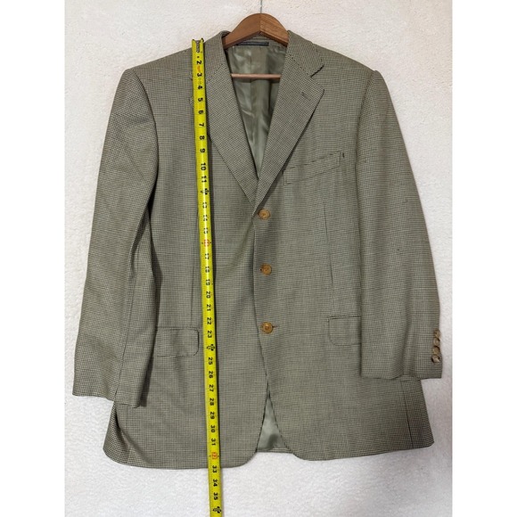 Ermenegildo Zegna Blazer Mens 44R (EU 54) Brown Tan Houndstooth Wool Sport Coat